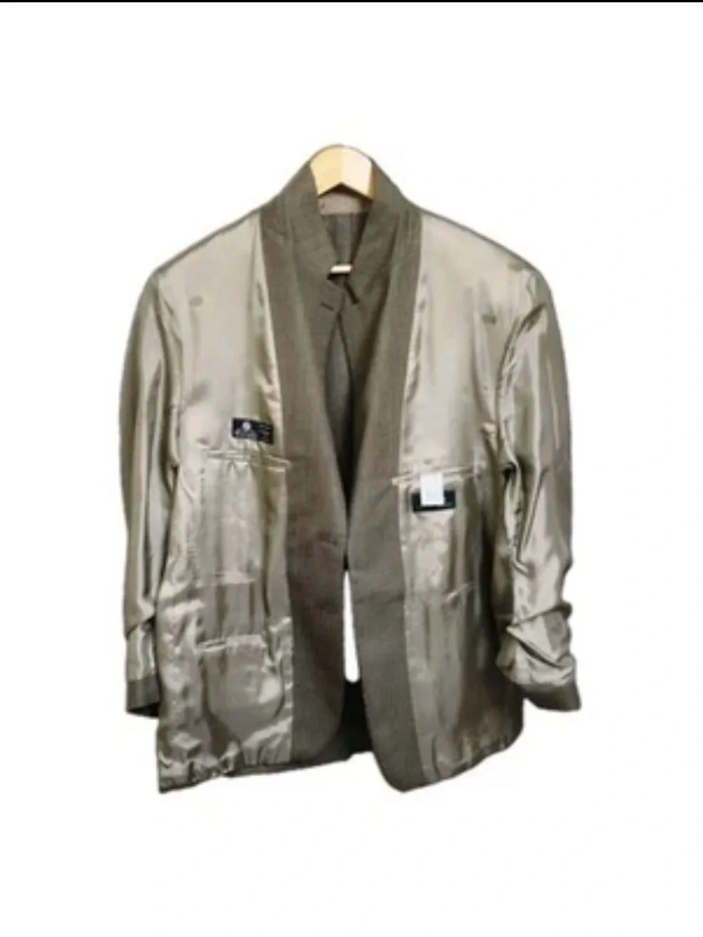 LAUREN RALPH LAUREN 100% WOOL MENS 46R OLIVE GREEN/BROWN HOUNDSTOOTH SPORT COAT